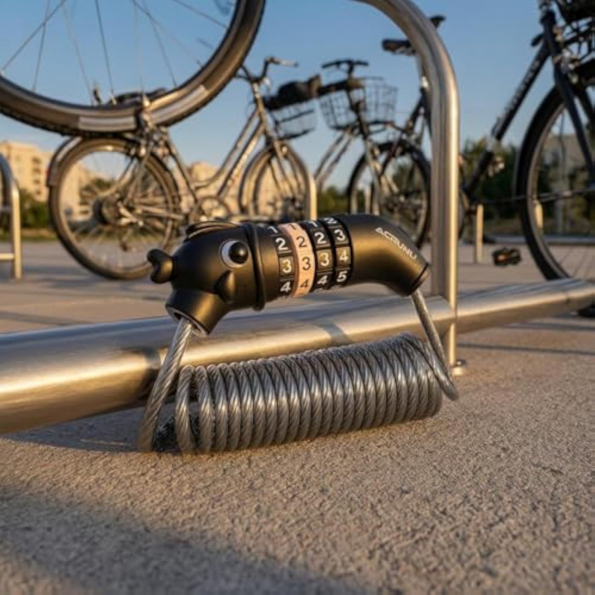 PVC-Coated Long Coiled Bike Lock, Rust-Resistant