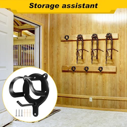 Image of Dunzy 3 Pcs 3 Pcs Bridle Hooks Horse Bridle Rack, Black