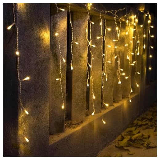 YOLIGHT Icicle Christmas Lights 13ft 96 LEDs Icicle String Lights 8 Modes Twinkle Curtain Fairy Lights, Indoor Room Patio Garden Bedroom Wedding Halloween Party Decoration (Warm White)