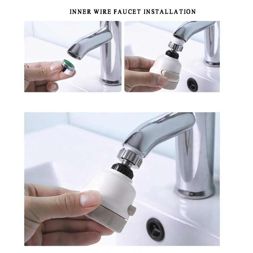 Rociador de Grifo, Filtro aireador con Boquilla antisalpicaduras Que Ahorra Agua, potenciador de Grifo Giratorio de 360 Grados, Tres velocidades Ajustables, difusor para