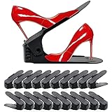 NVGSN Shoe Slots Organizer 20 Pack - Shoe Stackers for a Pair of Shoes, Shoe Storage Shoe Space Savers 50%, 4 Levels Adjustable Thickening Double Layer Shoe Holders Shoe Organizer for Closet, Black