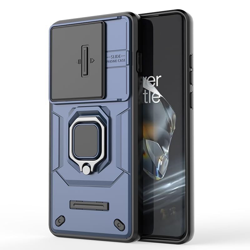 Image of CamShield Pro Case with Slide Camera Protection and 360 Protection Ring Stand Bumper Back Case Cover for OnePlus 12 5G (Blue)
