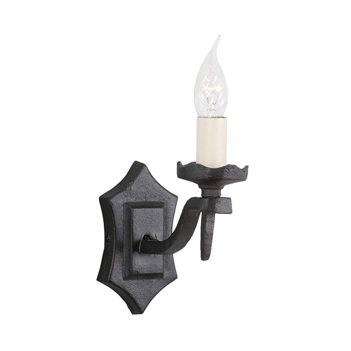 Wall Light - Sconce - Wrought Iron - Hand Made - Medieval Design - Black - LED E14 60W Bulb