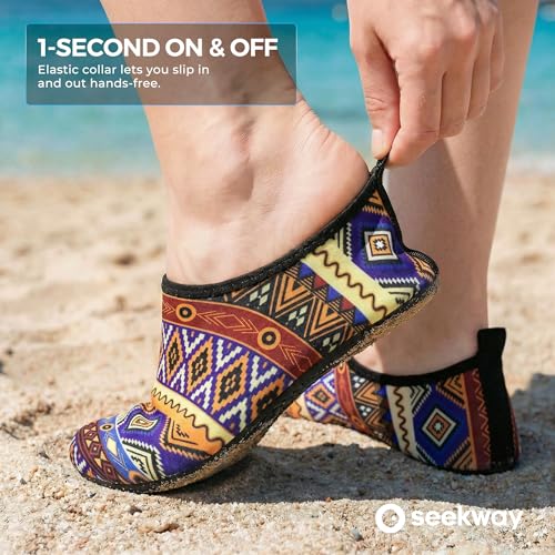 Image of SEEKWAY Water Shoes Women Men Adult Quick-Dry Aqua Socks Barefoot Non Slip for Beach Swim River Pool Lake surf Black SK002(U)