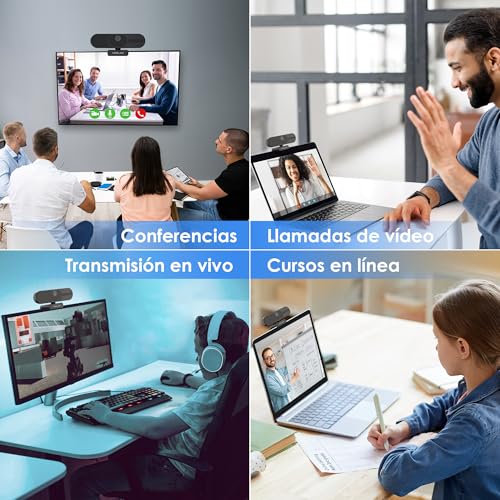 VIZOLINK V21 Webcam 4k, Cámara Web FHD con Micrófonos y Altavoces, Control Remoto, Autofocus, Zoom, 112°View, Plug&Play, Tapa de privacidad, Reducción de Ruido, Adecuada para Conferencias y Streaming - imagen 11
