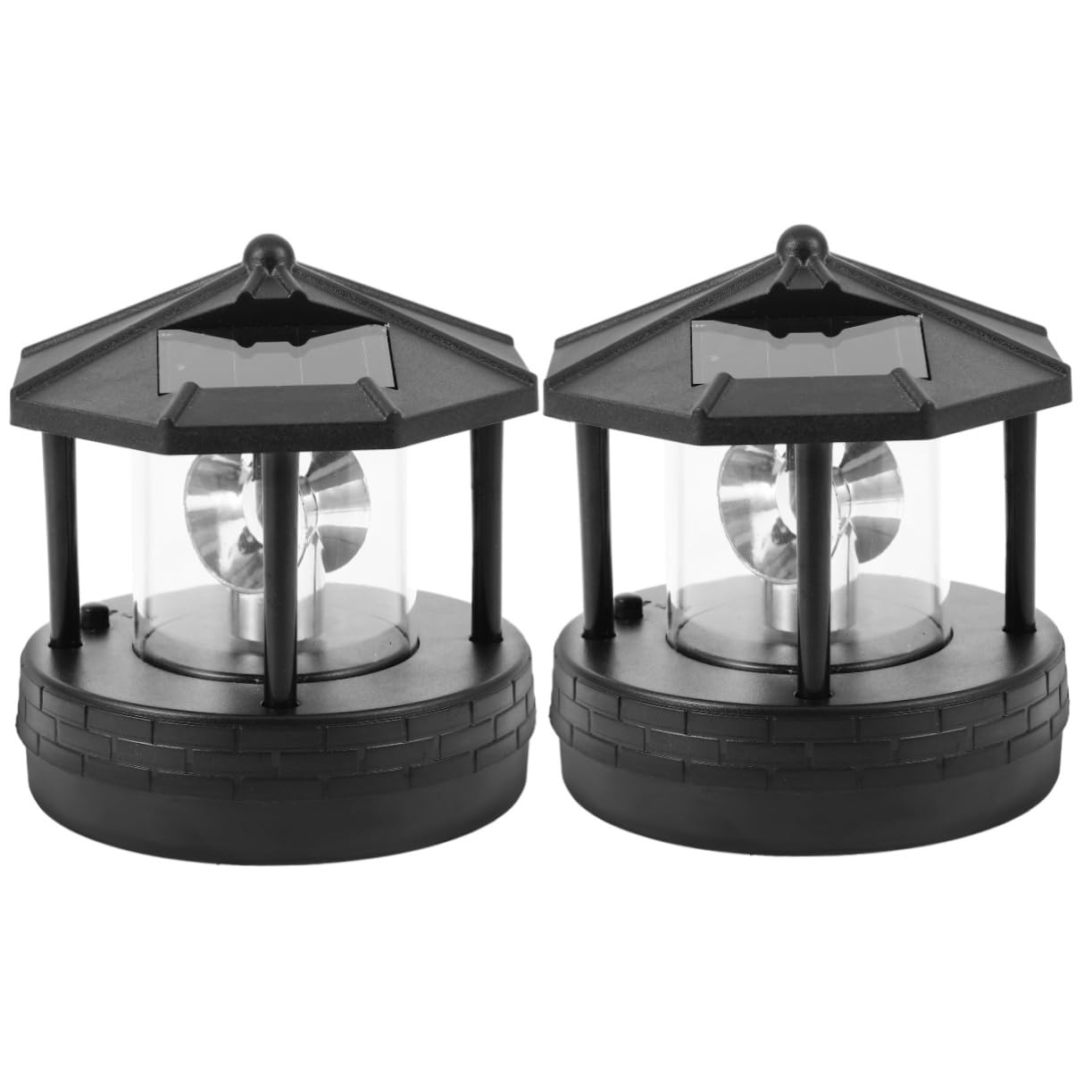 Generic 2pcs Solar Light Tower Patio Lighthouse Rotating Lighthouse Beacon Lighthouse Solar Light LED Lighthouse Lamp Lighthouse Outdoor Decor Rotating Solar Lighthouse LED Solar Light Abs