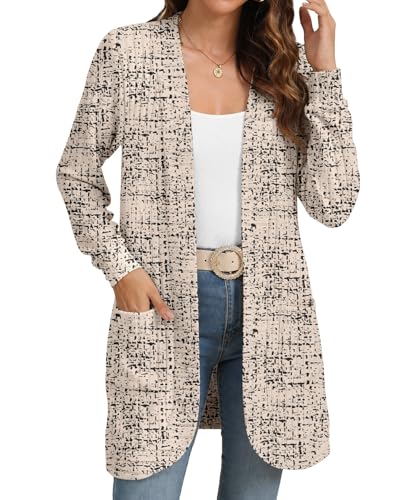 Image of YSYOKOW Cardigan Sweaters for Women Long Sleeve Open Front with Pockets | Long Cardigans for Women Lightweight Soft Casual Dressy Loose Fit Cardigan Sweater with Pockets for Work and Office