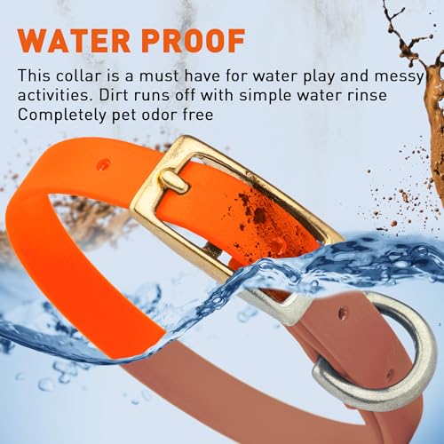Image of Viper Biothane Heavy Duty Waterproof Dog Collar Strong Coated Nylon Webbing w /Solid Brass Hardware Odor-Proof Easy to Clean High Performance Fits Small Medium or Large Dogs, Hunter Orange