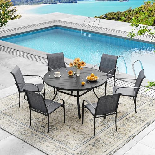 Image of DIFY Patio Dining Chairs Set of 6, Stackable Outdoor Metal Chairs for Garden, Porch and Lawn, Grey