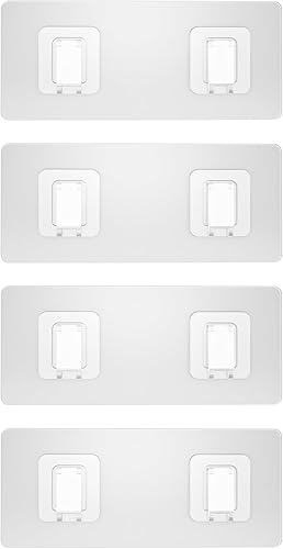 Miniatura 8 de Paquete de 14 ganchos adhesivos de repuesto planos, ganchos adhesivos fuertes transparentes, sin perforaciones, ganchos de pared impermeables para 4