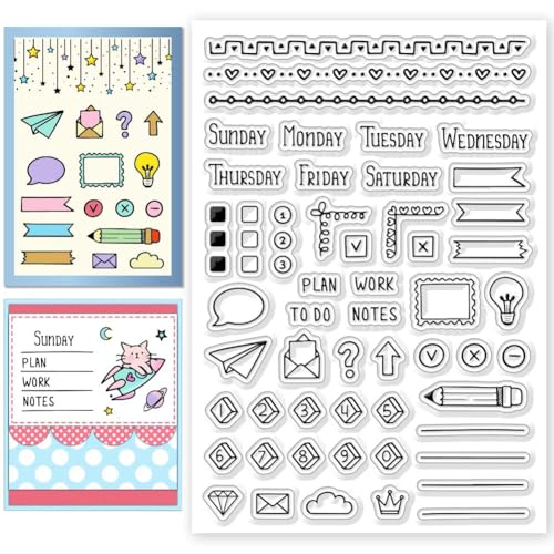 CHGCRAFT Diary Line Clear Stamps Calendar Diary Decorations Transparent Silicone Stamps for Card Making Silicone Clear Stamp Seals for Cards Stamps Making DIY Scrapbooking Photo Journal Album