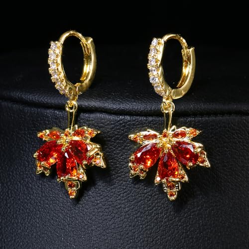Fall Earrings Rhinestone Orange Earrings Crystal Drop Autumn Earrings Perfect Jewelry Maple Leaf Earrings for WomenThanksgiving Fall Accessories for Women2