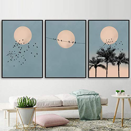 Impression sur toile soleil et lune moderne grand format