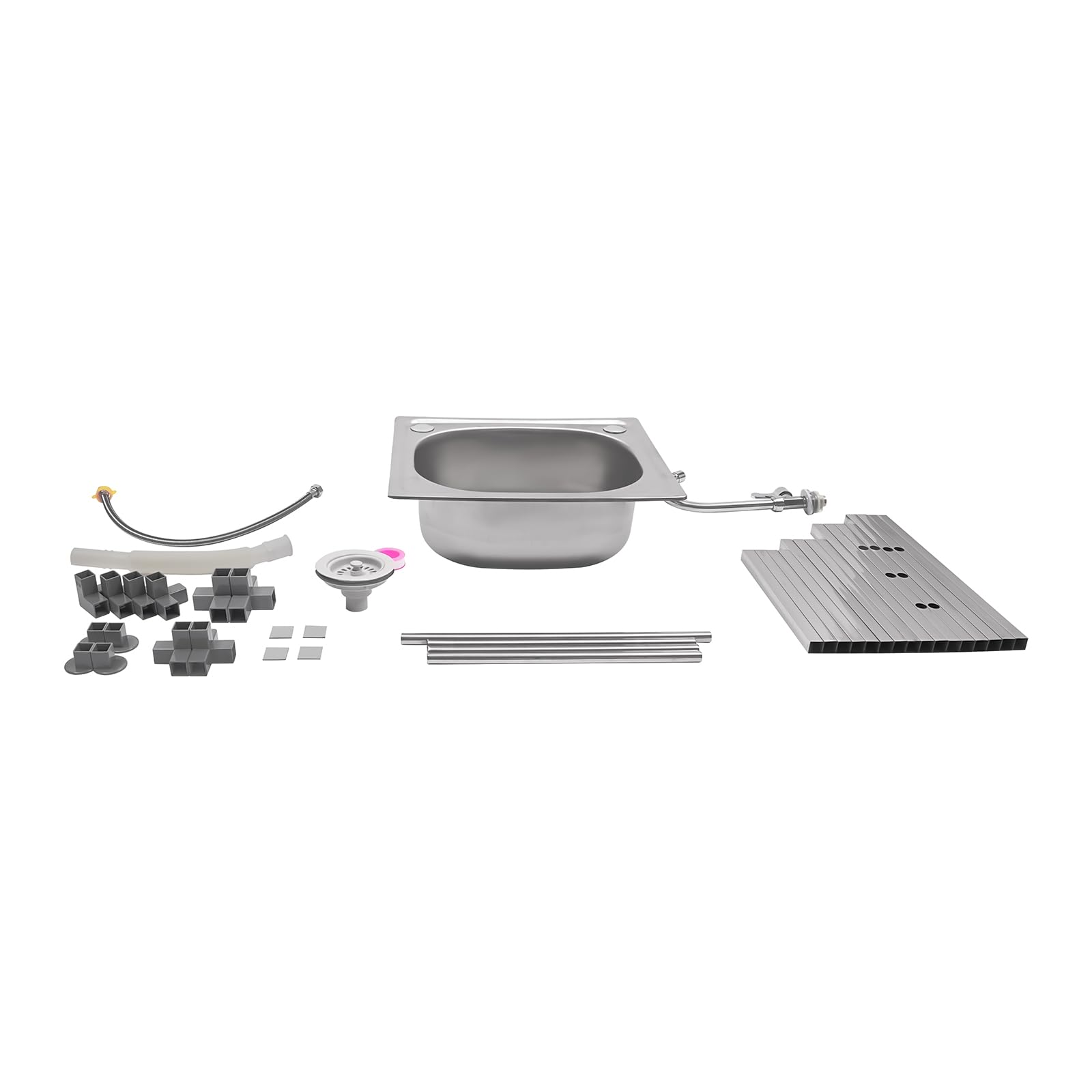 Évier Autonome Inox de Cuisine 1 Bac Évier Sur Pieds Acier Anti-Eclaboussures Lavabo Professionnel Faire la Plonge Restaurants Salle de Bain Garages Entrepôts 38 * 33 * 83cm