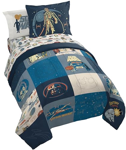 Jay Franco Star Wars Twin Comforter Set 5 Piece Soft Bedding for Boys Blue