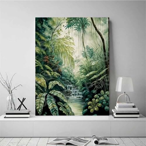 Tableau decoration murale jungle verte paysage montagne 40x60 - 2