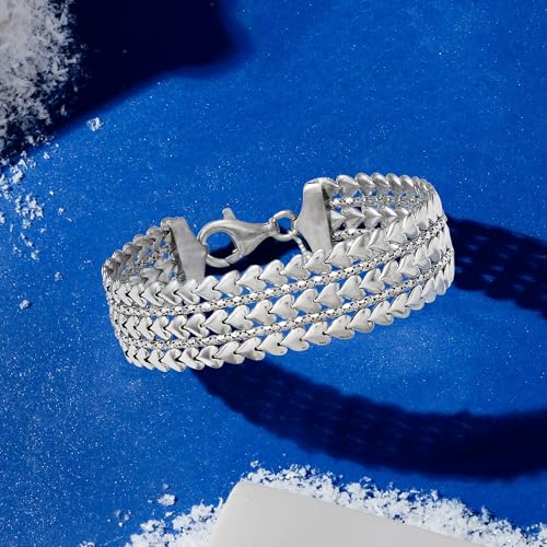 Ross-Simons Italian Sterling Silver Multi-Row Heart Bracelet3