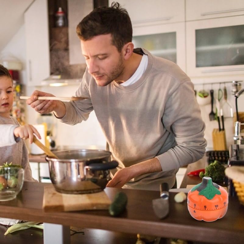 Miniatura 5 de Gadpiparty Lindo temporizador de cocción de calabaza de otoño, huevo mecánico novedoso Xamarin de cuerda de 60 minutos para decoración del hogar.