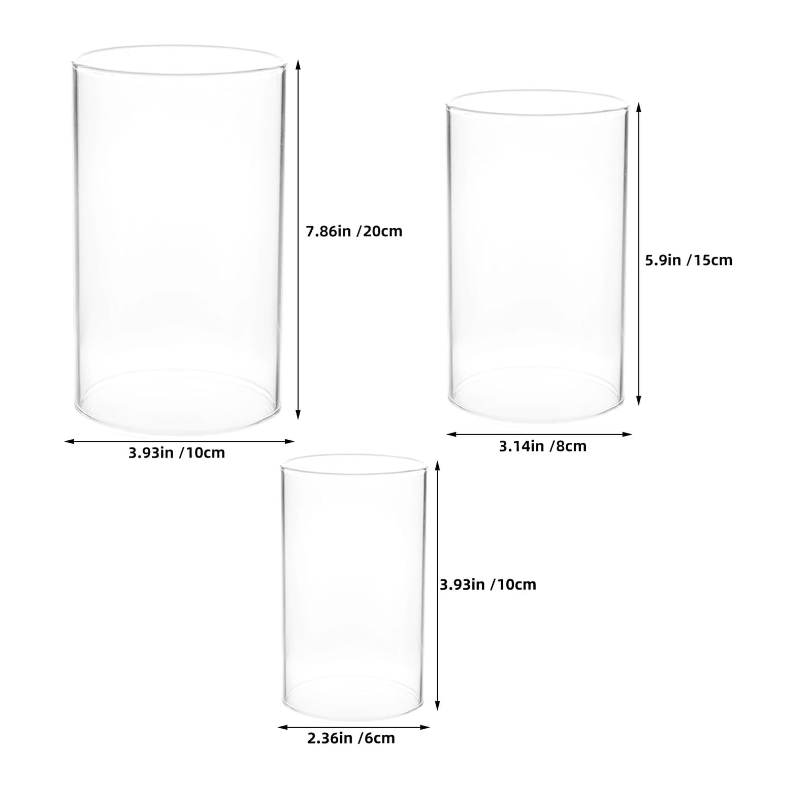 3 Pièces Bougeoir en Verre Borosilicate Transparent -Jour Cylindrique Droit pour Bougies -Plat Résistant à Haute Température, pour Rassemblements Intérieurs