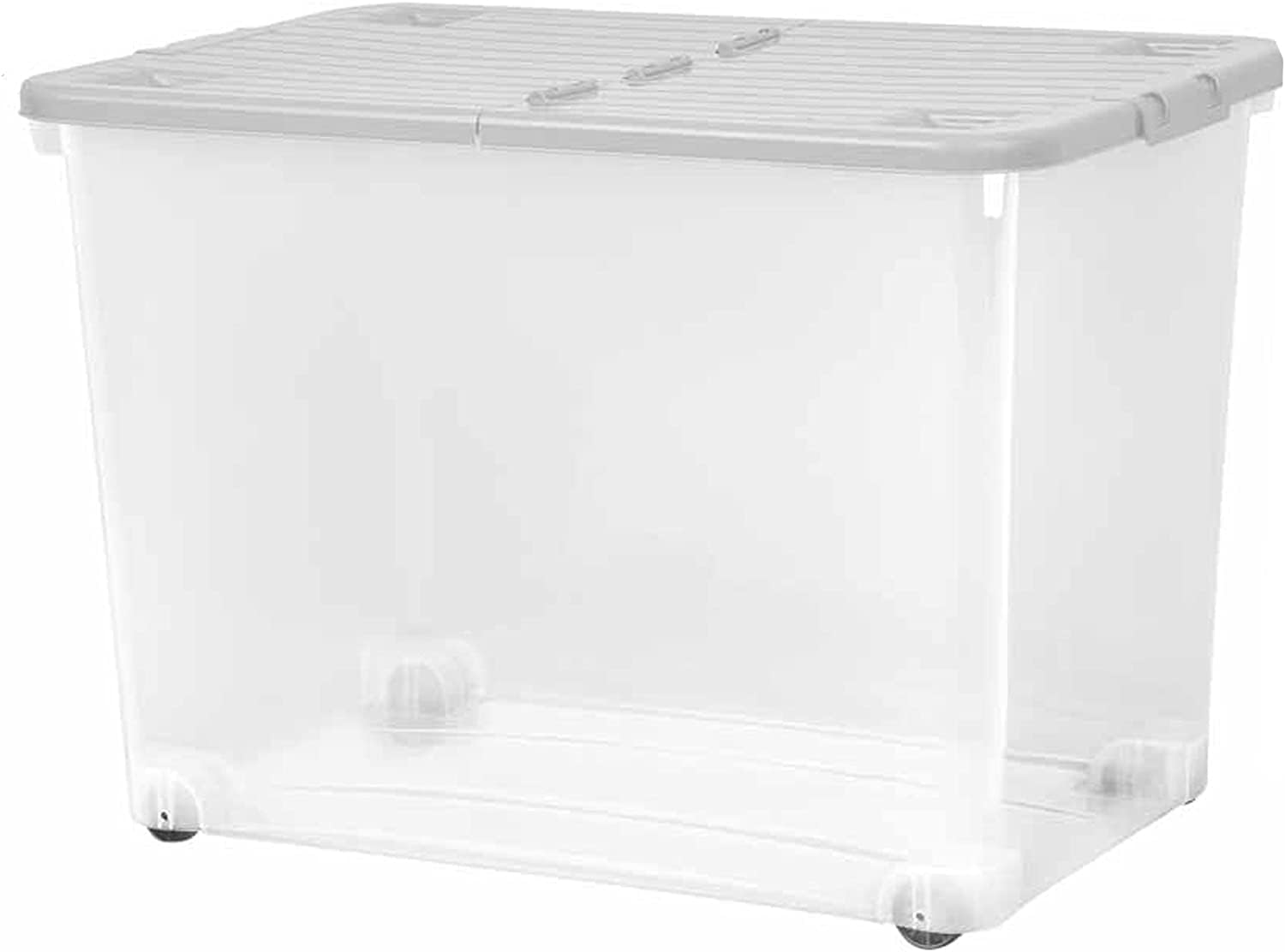 STORM TRADING GROUP Wheeled Plastic Storage Boxes With Folding Split Lids Strong Stackable