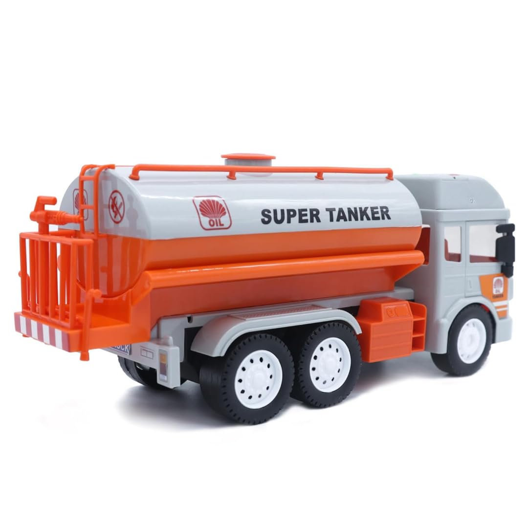 TAPANIYA ENTERPRISE Super Tanker Toy Truck, Orange and Grey, Friction Powered, Kids Vehicle Playset with Driver Figure 1
