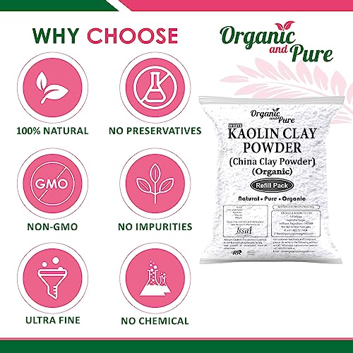 Image of Kaolin Clay Powder, Kaolin Powder for Skin Whitening Face Hair Acne, White Clay Powder, China Clay Powder, White Kaolin Clay for Skin Whitening Face Hair Acne, Light Kaolin Powder (Refill Pack) 900g
