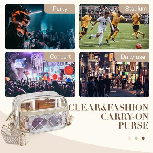 Image of Missnine Clear Bag for Stadium Events Quilted Clear Purse for Women Stadium Approved PVC Crossbody Concert Bag