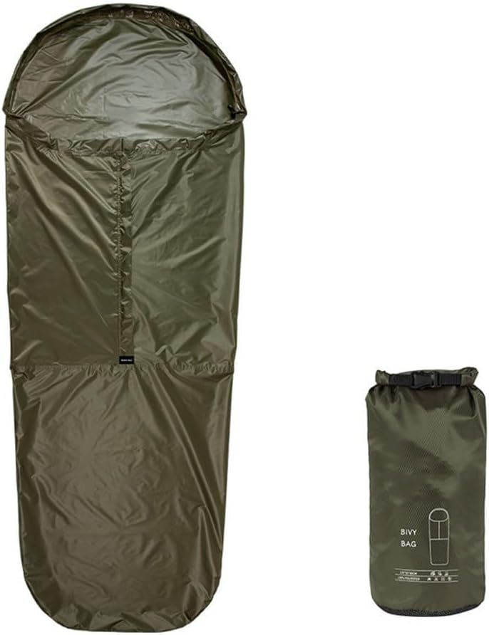 Ultra-Light Bivy Sack, Waterproof 70D Ripstop, Heat-Reflective, Camping/Hiking (Green)