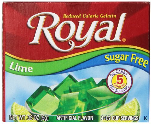 Royal Lime Gelatin Dessert Mix, Sugar Free, 12 Boxes