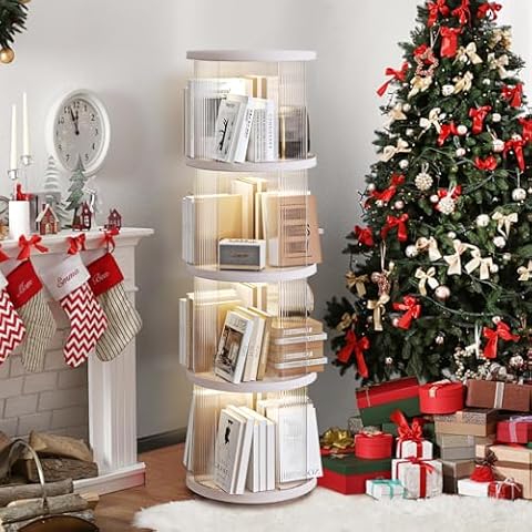 SYNCVIBE 4 Tier Rotating Bookshelf Cover