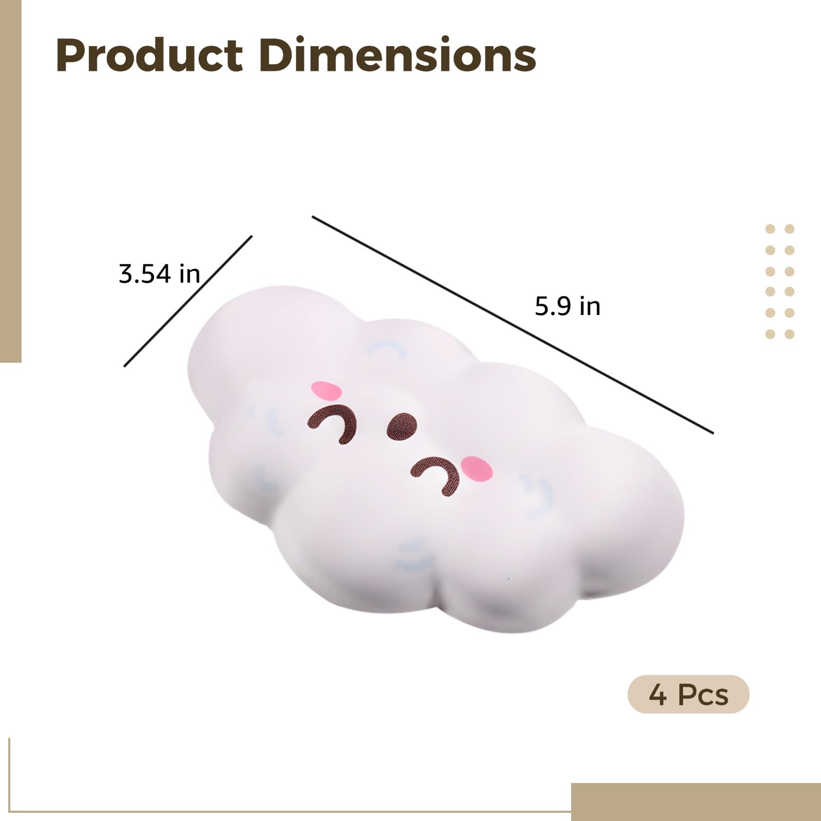 4-teiliges Wolken-Handgelenkauflagen-Set, ergonomische Tastatur-Maus-Handgelenkstütze aus Memory-Schaum, niedliche rosa weiße geformte Polster, rutschfeste Armlehne für Büro-Gaming-Laptop