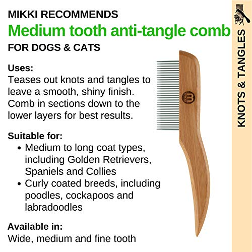 Mikki 6280022 Medium Fellentfilzer aus Bambus, für mittellanges und langes Fell, Für Hunde und Katzen, Hergestellt aus nachhaltigem Bambus, 48 g, braun