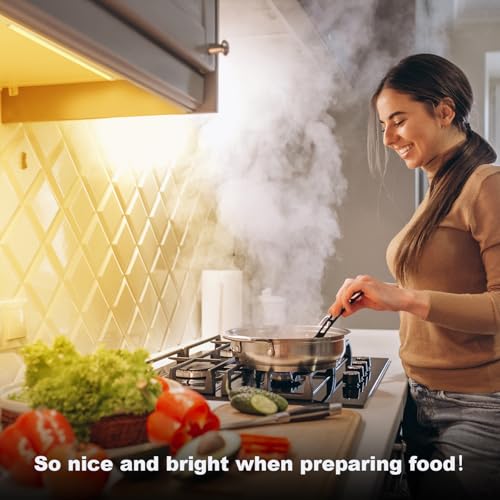 Image of JUSJUBR Under Counter Lights for Kitchen, 4pcs 12 Inch Warm White 3000K Dimmable LED Under Cabinet Lighting with Memory Function, Under Cabinet Lights Plug-in, LED Light Bar for Closet (Pack of 2)