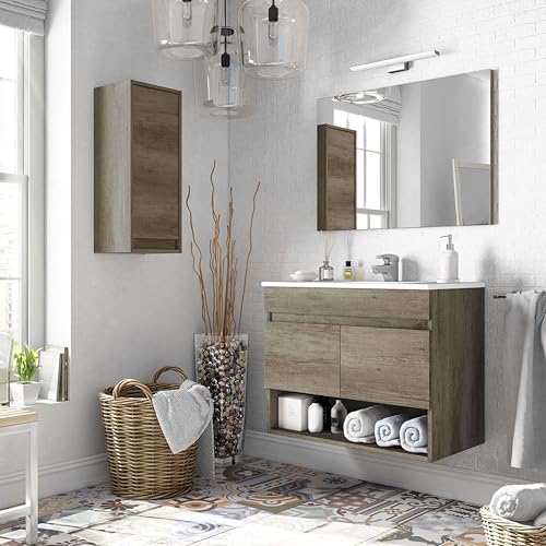 Miroytengo Mueble de Baño Estilo Natural en Color Roble Nordik con 1 Hueco de Almacenamiento y 2 Puertas 80x64x45 cm (Sin Lavabo) - imagen 2