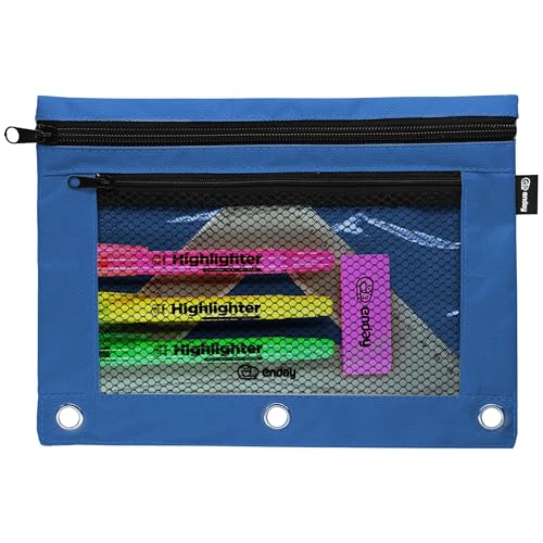 Image of Enday Dark Blue Pencil Pouch for 3 Ring Binder, Zippered Binder Pencil Pouches, 3 Ring Pencil Pouch for Binder, Pencil Case for Binder, Large Pencil Bags for School, Home, and Office