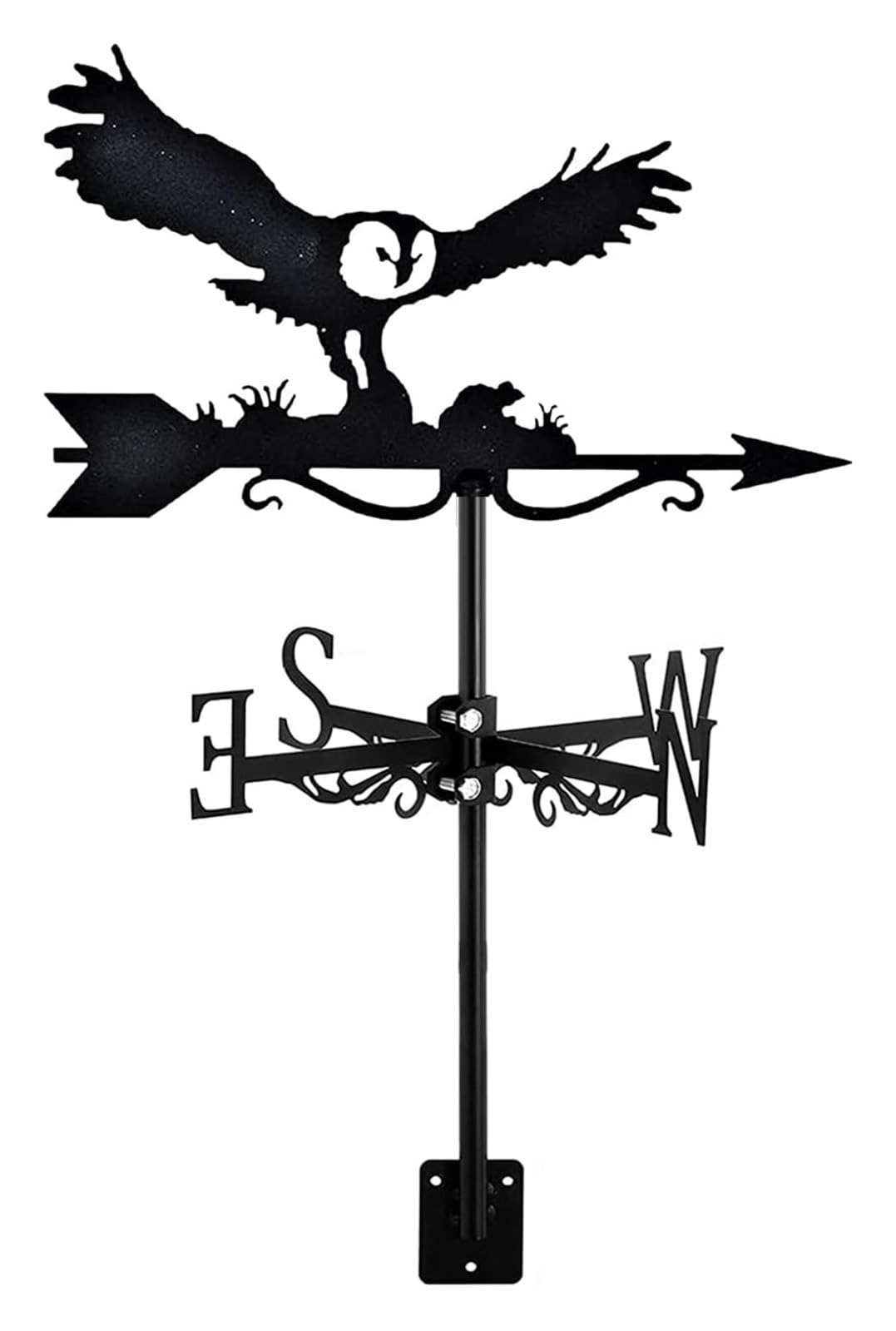 TAXXII Weather Vane Stainless Steel Creative Soaring Owl Birds Weathervane with Anti-Rust Coating Farm Scene Garden Stake Direction Indicator Ornament(Owl+Mouse)