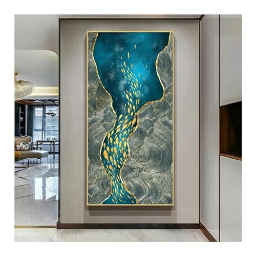 Peinture sur toile de poisson rouge luxe moderne 70x140 cm avec cadre pour salon