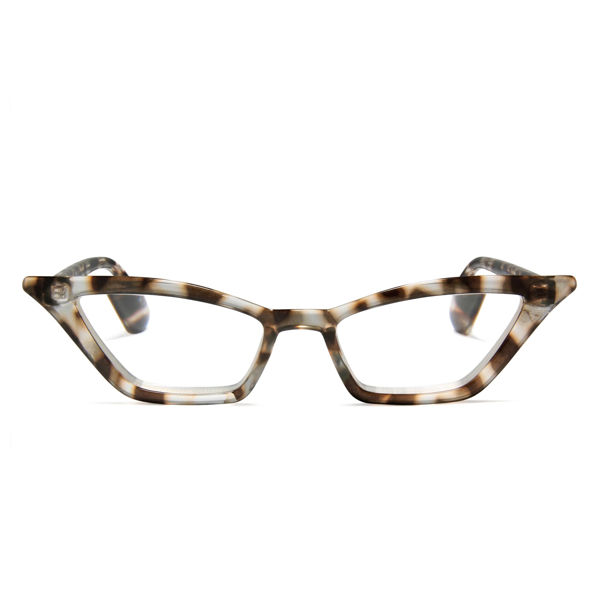 2SeeLife Premium Cat Eye Reading Glasses for Women – Narrow-Medium Fit, Sturdy Frame, Spring Hinges, Stylish Funky Readers, Clear Tortoise, +2.50