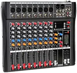 Mixador de Áudio Profissional, Mesa de Som Profissional 8 Canais, Interface Digital USB/MP3, Conexão Bluetooth Instantânea (One-Second), Entrada Phantom 48V Estéreo.