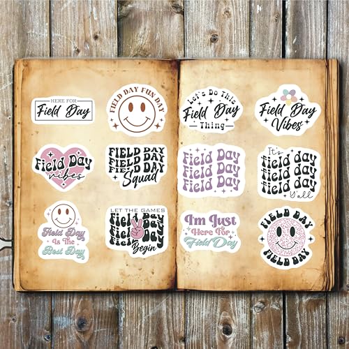 Field Day Saying Stickers. Set of 24 Stickers (2 Sets of 12) Field Day Stickers, Kid Event Sticker, Sport Stickers, School Stickers, Event Stickers (Glossy, 1.5)