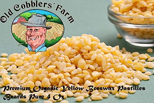 Premium Organic Yellow Beeswax Pastilles Beards Pure 4 Oz By Old Cobblers Farm
