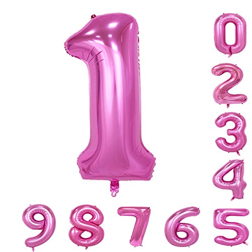 40インチのピンクの数のヘリウム風船(0-9)アラビア数字の誕生日パーティーデコレーション1