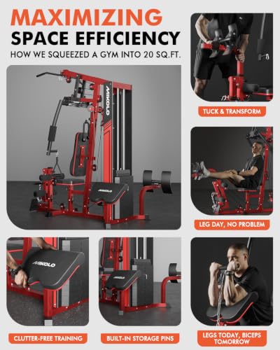 Image of Mikolo Home Gym, Workout Station with 150LBS Weight Stack, Multifunctional Home Gym Equipment, Exercise Equipment for Full Body Strength Training