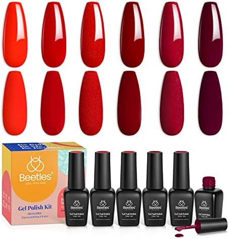 Beetles Gel Polish Set- 6 Colors Transparent Jelly Sheer Pink Nude Gel Polish Kit Libra Collection, Soak off UV Gel Nail Polish Set Salon DIY Home Gel Nail Kit Mani Gifts for Women Girls