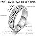 Fidget Spinner Ring for Women - Faith Over Fear Stainless Steel Anxiety Relief Rings for Adults, Christian Inspirational Hope Thumb Ring for Stress & Focus, Jewelry Gift for Women Men (Silver, 6)