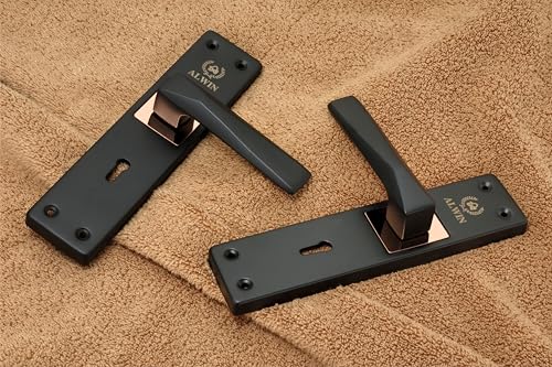 Image of ALWIN Diamond Plus KY, 8 Inch Iron Mortise Lockset, 6 Lever Double Turn Lock, 3 Keys, Ideal for Main Door, Bedroom, Living Room, Bathroom and office in Both for Right and Left Hand Doors (Plus, Black)
