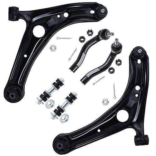 Image of Detroit Axle - 6pc Front End Control Arms Kit for Toyota 00-05 Echo, 2 Lower Control Arms w /Ball Joints 2 Outer Tie Rod Ends 2 Stabilizer Sway Bars 2000 2001 2002 2003 2004 2005 Replacement