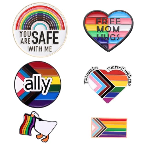 Regenbogen Pride Pins 6 Stück, Wefaly LGBTQ Anstecker Pin Emaille Pride Anstecknadeln Set für Damen Herren LGBT Schwul Lesben Trans Pride Accessoires für DIY Basteln Rucksäcke Hut Kleidung