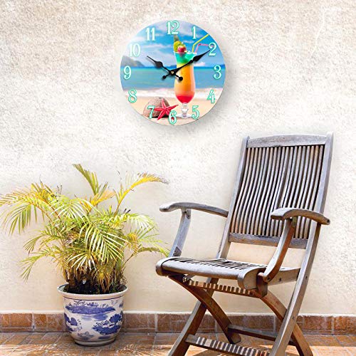 Sea Creations 13" Glass Beach Drink Clock - Ocean Drinks and Coconut Design - Coastal Tropical Nautical Ocean Themed Decor - Long Hands - Ideal Gift - Image 6
