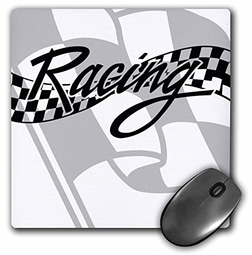3dRose 8 x 8 x 0.25 Inches Mouse Pad, Racing Black and White Checkered Flag (mp_99325_1)